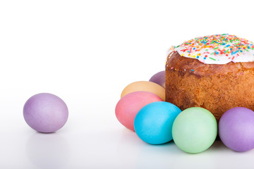 Easter cake and painted eggs
