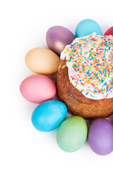 Easter cake and painted eggs