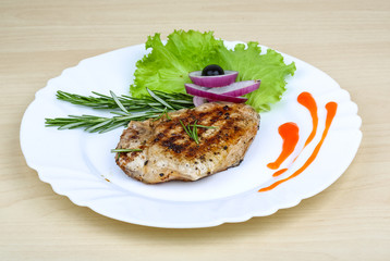 Grilled pork steak