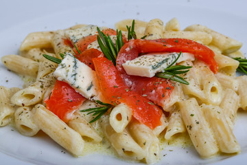 Penne with salmon