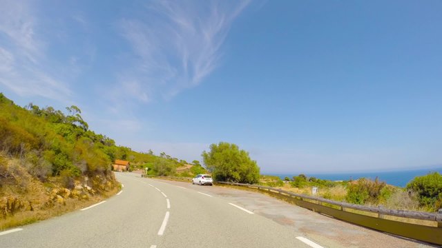 road along the coast of France, time-lapse
