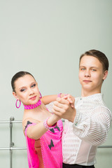 Dancing, ballroom dancing, dance studio, man and woman
