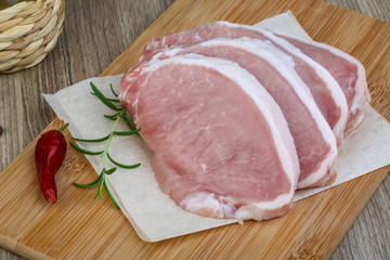 Raw pork steak