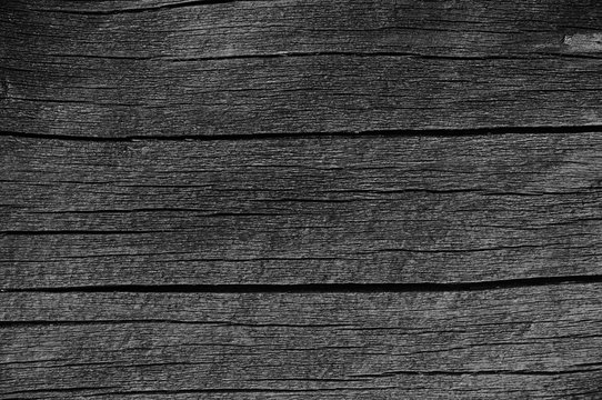 Wooden Plank Board Grey Black Wood Tar Paint Texture Detail Old Aged Dark Cracked Timber Rustic Macro Closeup Horizontal Pattern Blank Empty Rough Textured Copy Space Weathered Painted Background