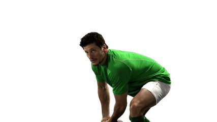 Serious rugby player playing in slow motion