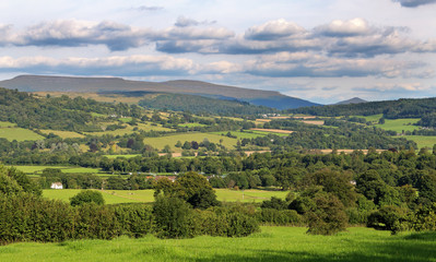 Obraz premium Talybont on Usk in Wales, with black Mountains in background