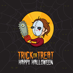 Vector Illustration of Kid Dressed Up Killer Costume on Halloween.