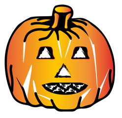 Citrouille - Marmite Illustration Vecteur  - chauve souris - araignées - Halloween