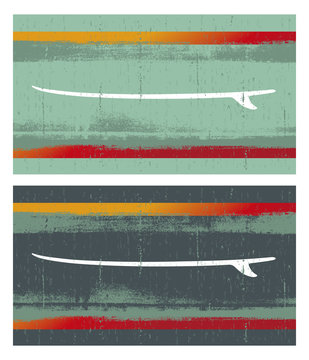 grunge flags with surfboard or long board