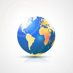 Trendy triangular World Globe Map - America, Africa and Europe