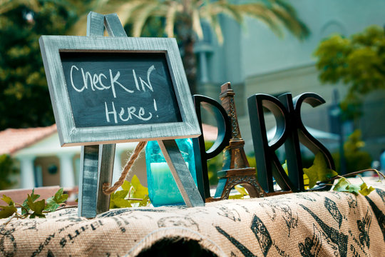 Blackboard on a table in a cafe