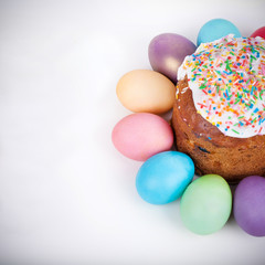 Easter cake and painted eggs