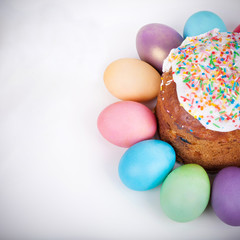 Easter cake and painted eggs