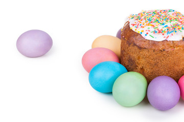 Easter cake and painted eggs