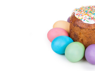 Easter cake and painted eggs