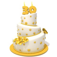 Birthday cake with number thirty