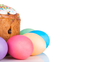 Easter cake and painted eggs