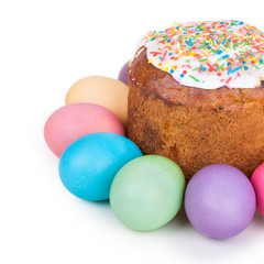 Easter cake and painted eggs