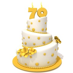 Birthday cake with number seventy