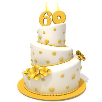 Birthday cake with number sixty