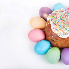 Easter cake and painted eggs