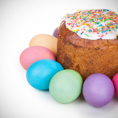 Easter cake and painted eggs