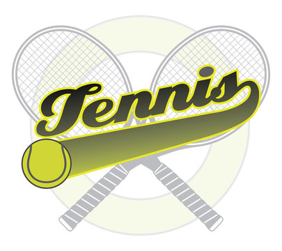 Tennis With Tail Banner is an illustration of a tennis design with the word tennis with a tail banner for your own text, tennis ball and tennis racquets.