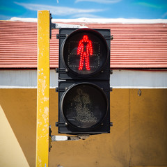Red pedestrian traffic light