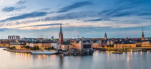 Foto op Plexiglas Toneel de zomernachtpanorama van Stockholm, Sweden © Sergii Figurnyi
