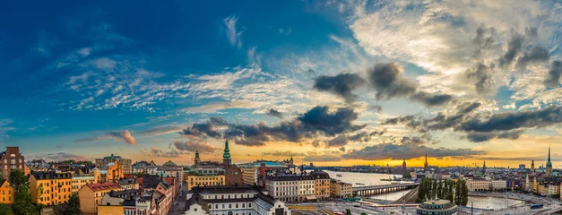 Poster Scenic summer night panorama of  Stockholm, Sweden © Sergii Figurnyi