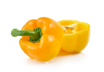 Sliced yellow paprika pepper isolated on white background