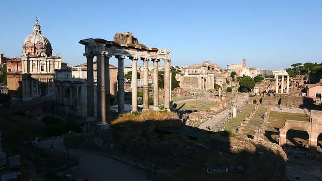 Time Lapse Tourist Visiting Roman Forum at Rome Lazio Italy