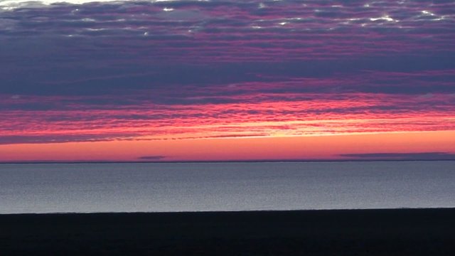 A beautiful sunset behind the Aral Sea in Kazakhstan or Uzbekistan.