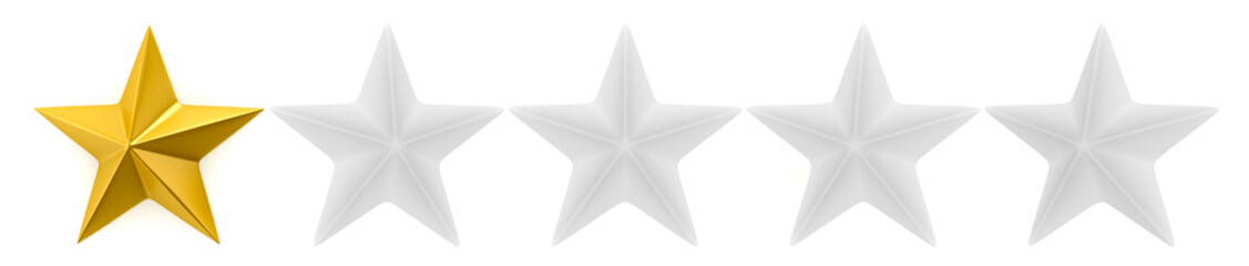 One to five star review