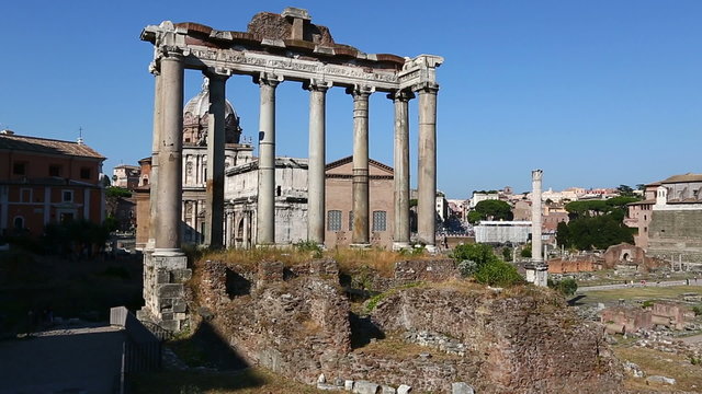 Pan Shot Tourist Visiting Roman Forum at Rome Lazio Italy
