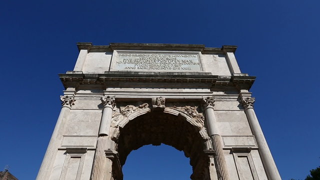 Tilt Shot Arch of Titus Roman Forum at Rome Lazio Italy