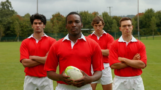 Rugby players standing together