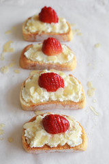  Homemade Strawberries and ricotta cheese on sourdough toast
