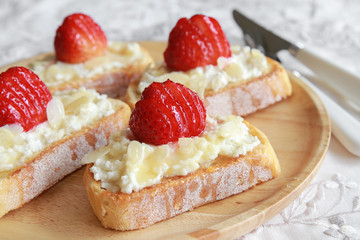  Homemade Strawberries and ricotta cheese on sourdough toast