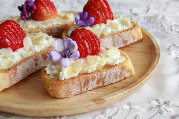  Homemade Strawberries and ricotta cheese on sourdough toast