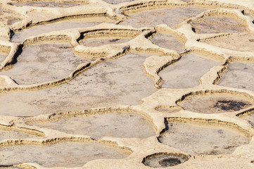Salt pans near Qbajjar in Gozo, Malta.