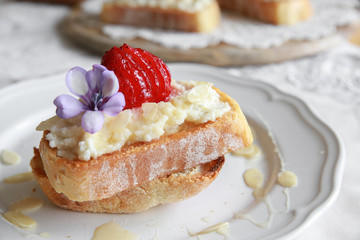  Homemade Strawberries and ricotta cheese on sourdough toast