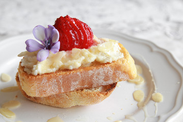  Homemade Strawberries and ricotta cheese on sourdough toast
