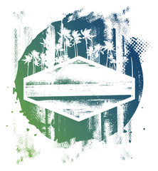 stencil inky summer shield with palms