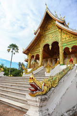 The animal in legend of Buddhism . Protection in front of Luang Prabang Temple , Laos
