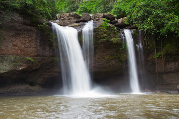 Deep forest water falls in nation park of Thailand