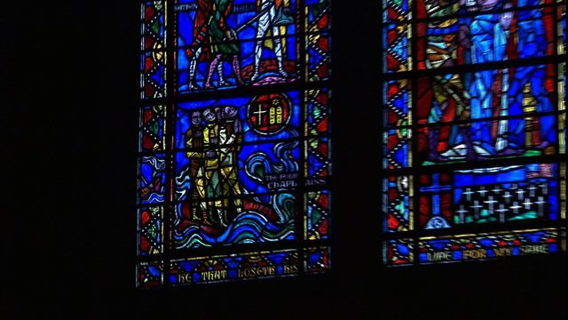 4 chaplains stained glass window detail