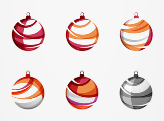 Set of abstract Christmas ball icons, business logo concepts