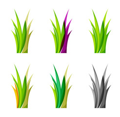 Set of abstract eco plant icons, business logotype nature green
