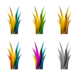 Set of abstract eco plant icons, business logotype nature green